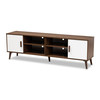 Baxton Studio Quinn White and Walnut Finished 2-Door Wood TV Stand 159-9861